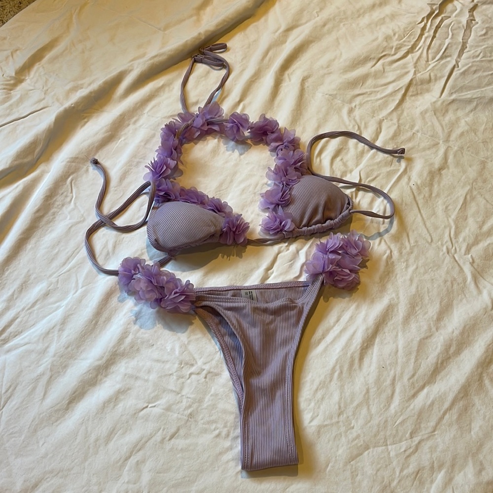 SHEIN purple flower bikini